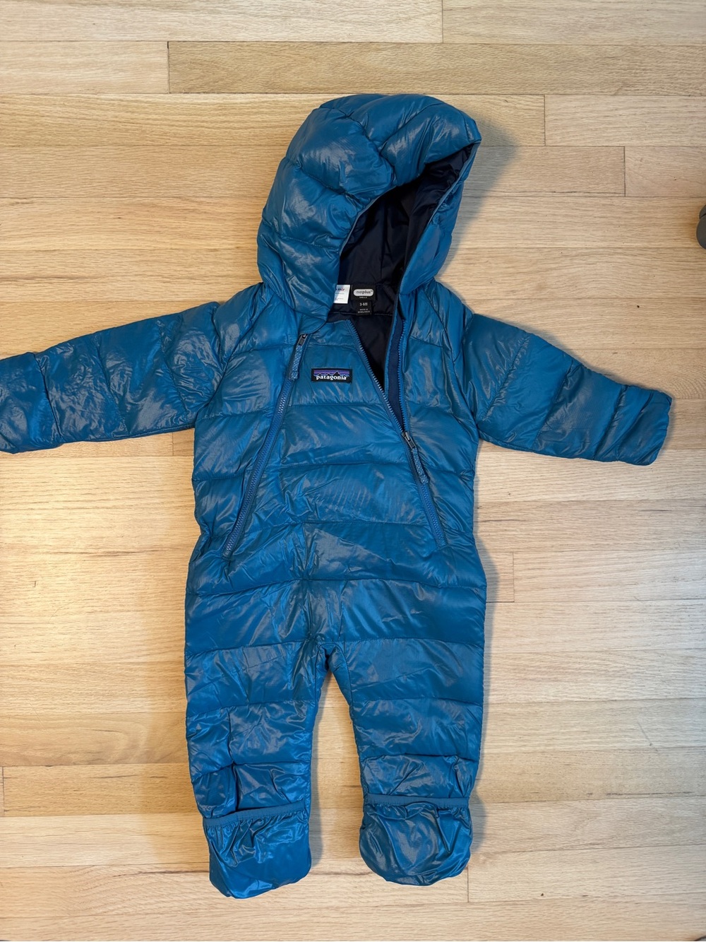 Patagonia Teal Blue Baby Snowsuit Puffer One-Piece